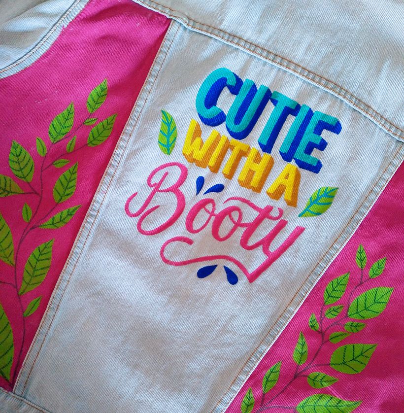 Custom lettering jacket with acrylics 2