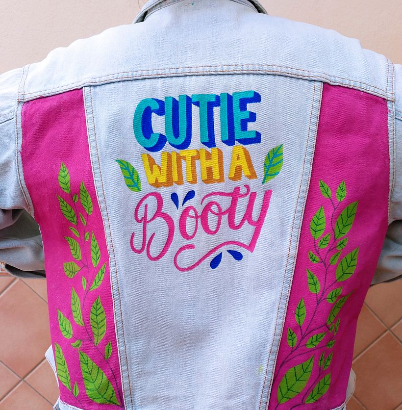 Custom lettering jacket with acrylics 3