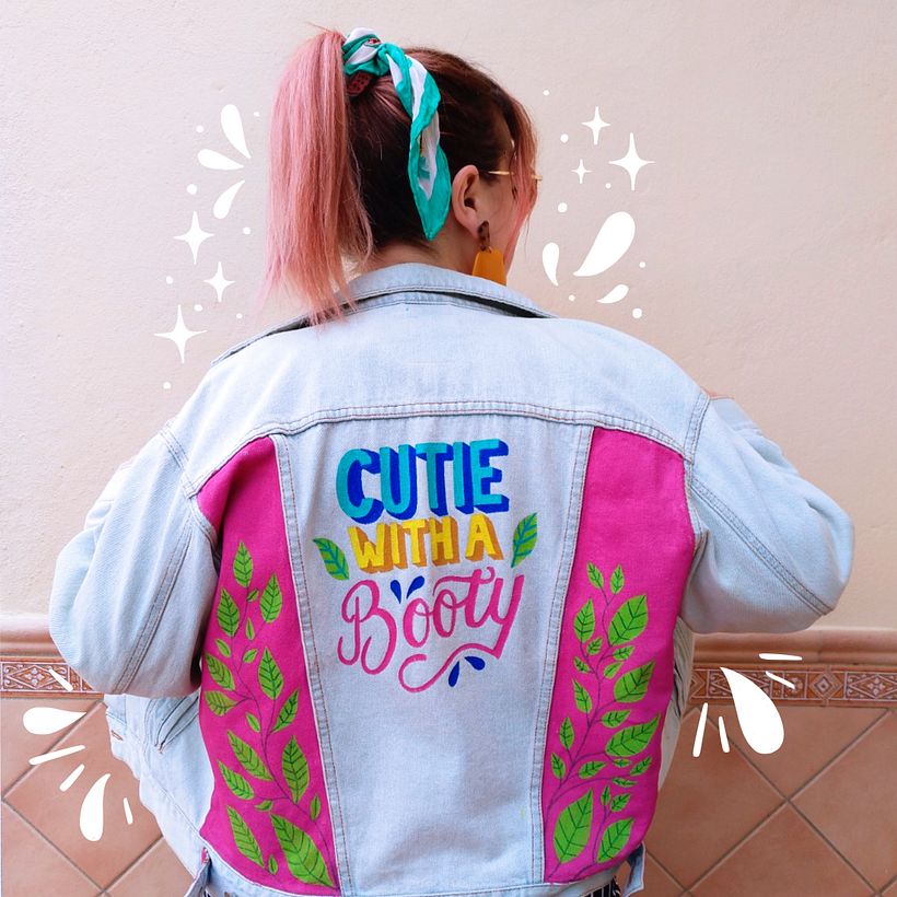 Custom lettering jacket with acrylics 1