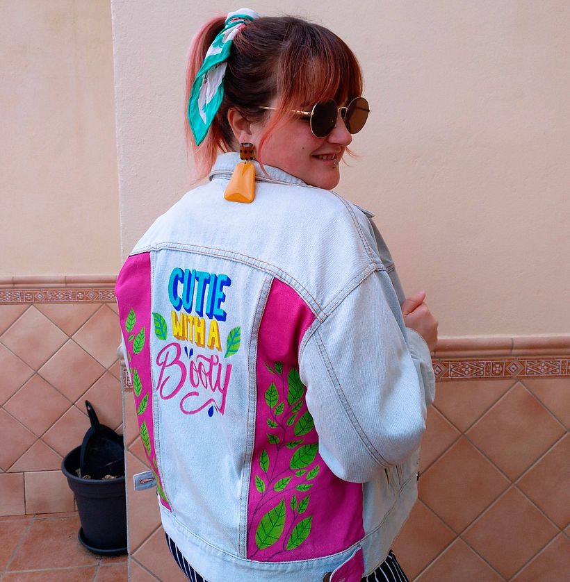 Custom lettering jacket with acrylics 8