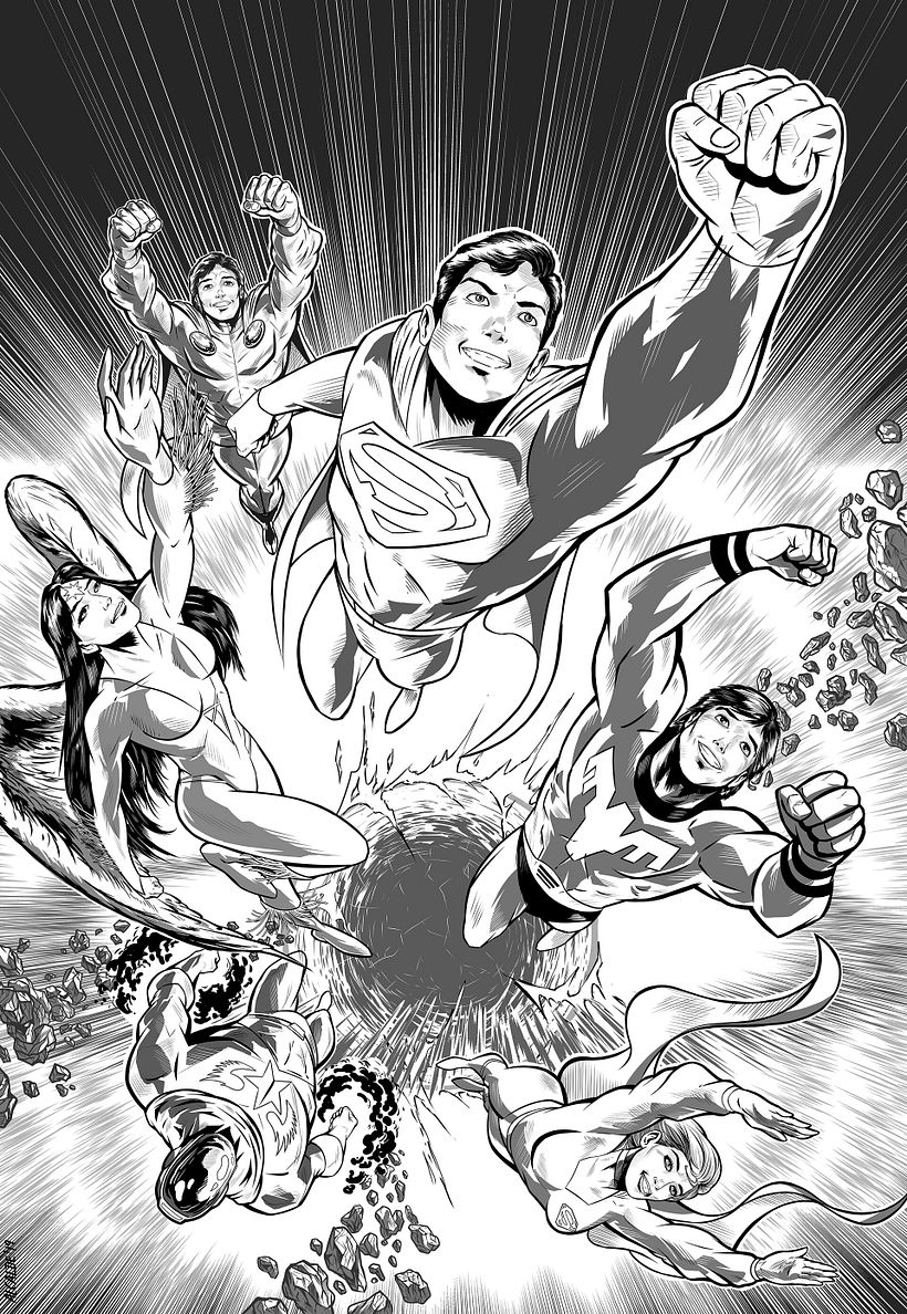 DC COMICS CONVERGENCE COVER LEGION OF SUPER-HEROES REDUX - Commission 0