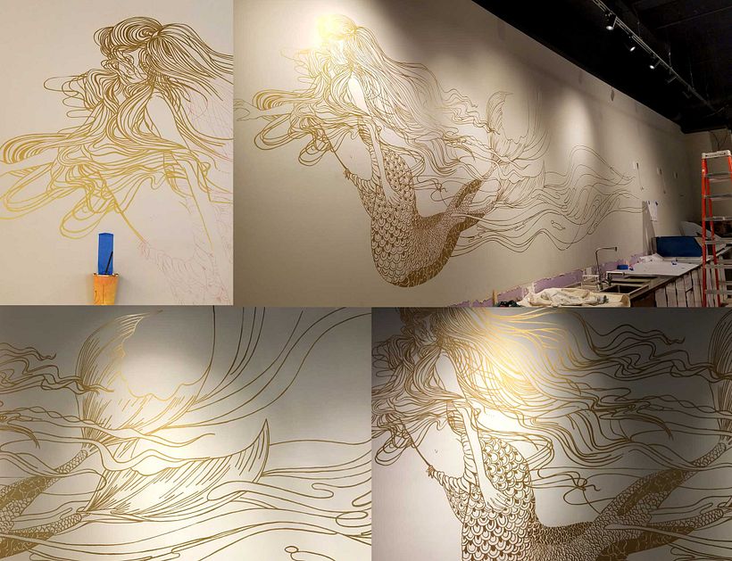 Hand painted mural for Starbucks, Marcos Chin