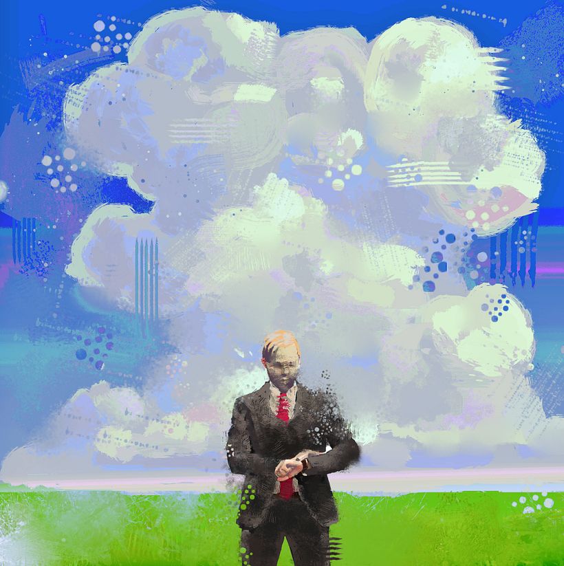 El Hombre del Traje Gris: Serie de Ilustraciones Digital Painting. 1