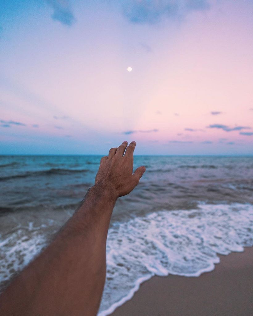 In this image, the moon is a clear starting point from which to read the image