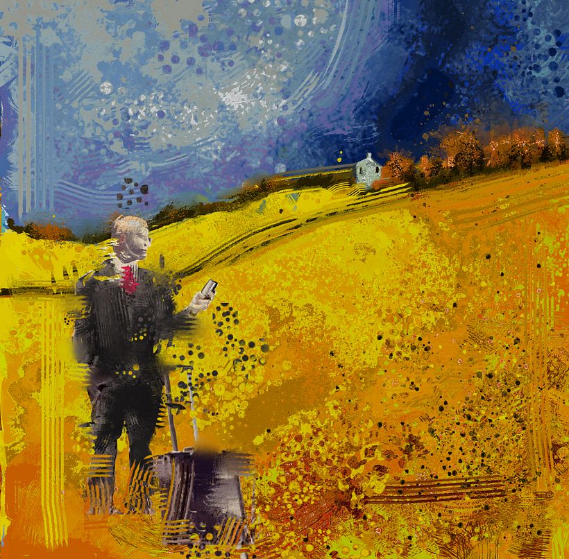 El Hombre del Traje Gris: Serie de Ilustraciones Digital Painting. 5