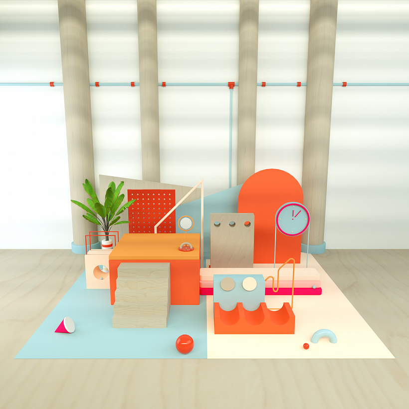 Escena "Playtime" con Cinema 4D + Octane. Sin retocar.