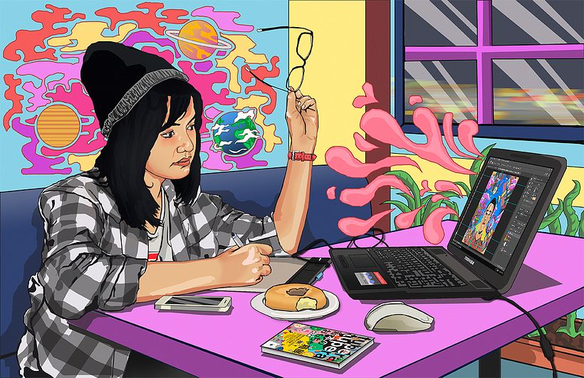 Final result of the artwork. The artwork was primarily made using vectors. Model: Patricia Gomez