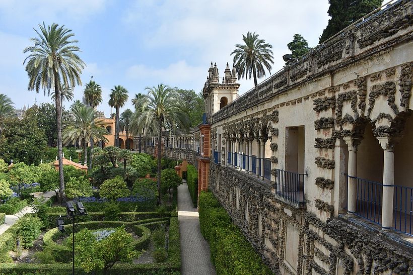 The gardens of the Royal Alcázars of Seville, Spain 13th century