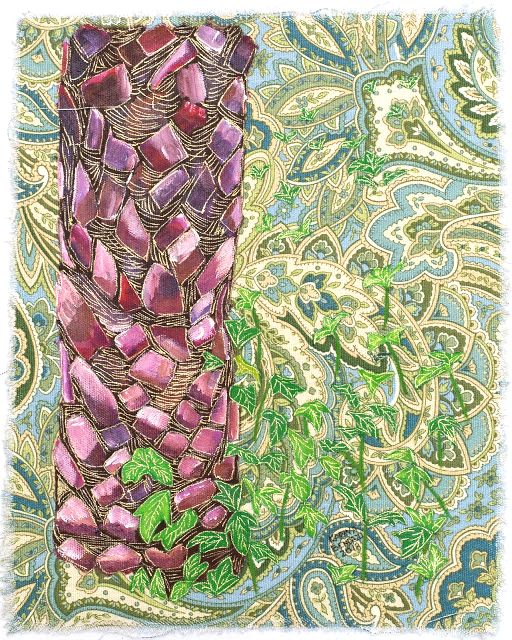 Tronco de palmera, Santa María del Mar. Técnica mixta sobre tapis. Medidas:0.33 x 0.25 cm. Año: 2018