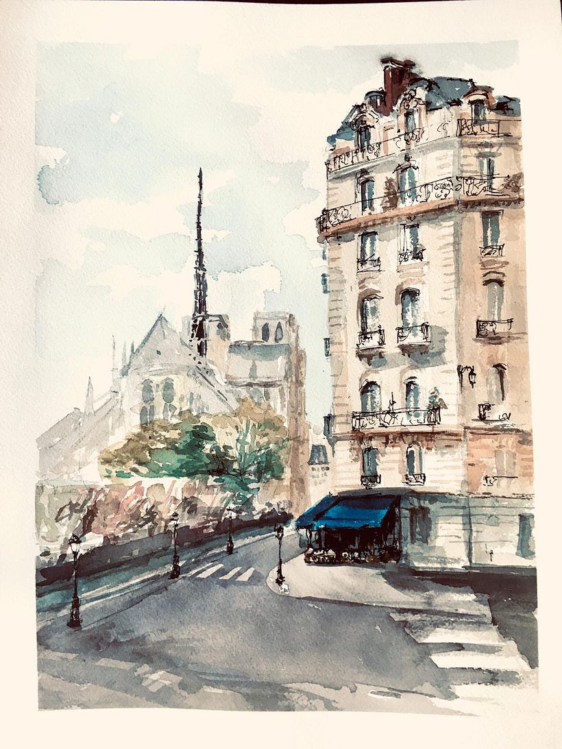 Mi Proyecto del curso: Dibujo arquitectónico con acuarela y tinta 0