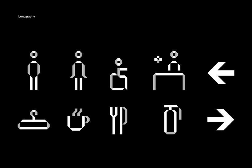 La iconografía se deduce de la marca principal, exploré varios conceptos previamente, pero este es el resultado final.