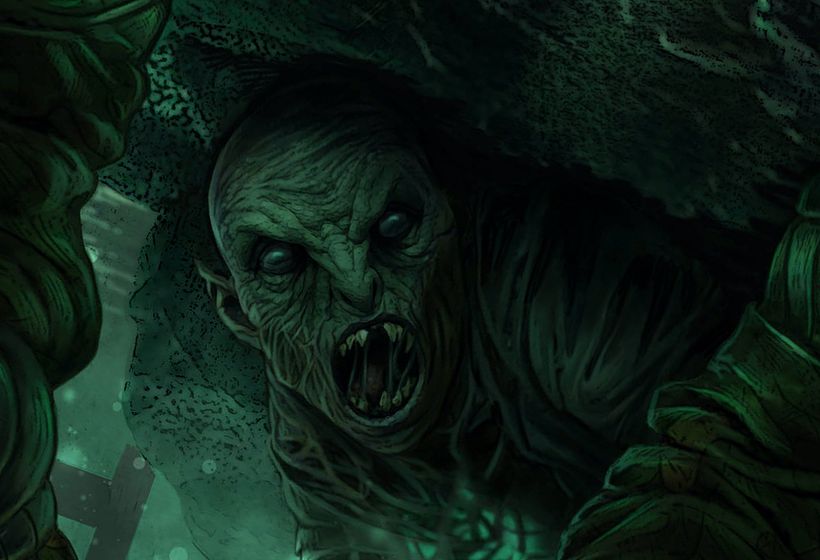 He girado la ilustración para que veáis mejor el careto de este mutante frito con la recortada de John Doe.