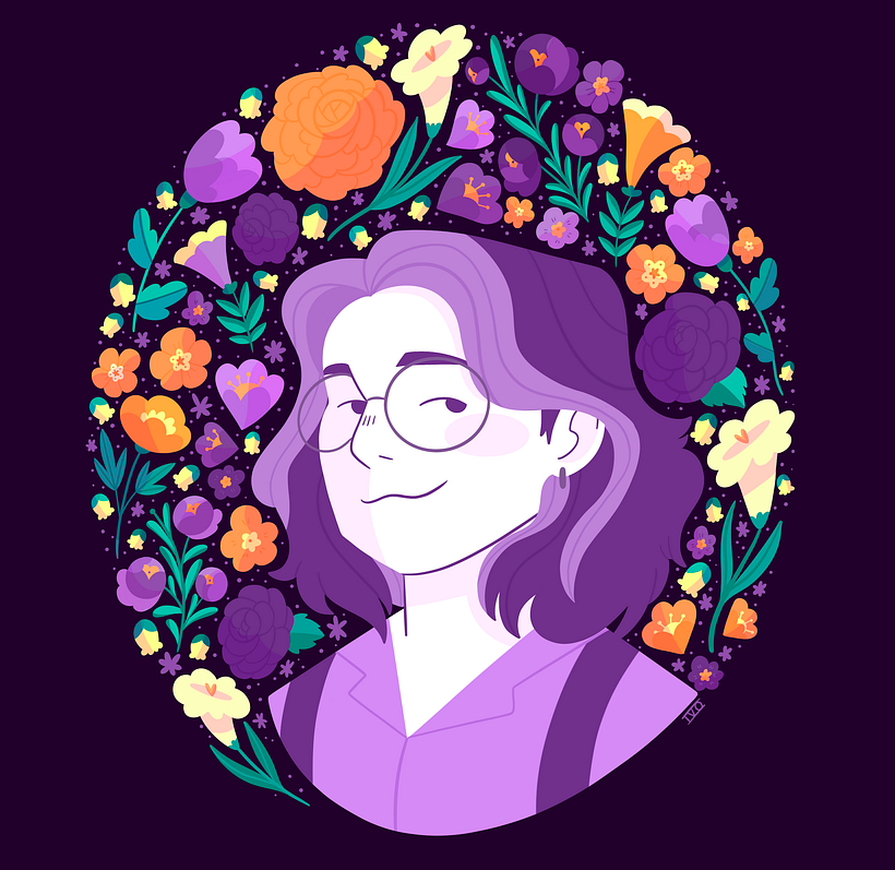 Meu projeto do curso: Retrato ilustrado com elementos botânicos 1