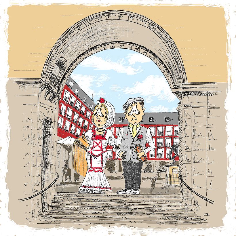 Paseo por la Plaza mayor de Madrid para comerte un buen bocata de calamares y ver a los chulapos y chulapas en San Isidro