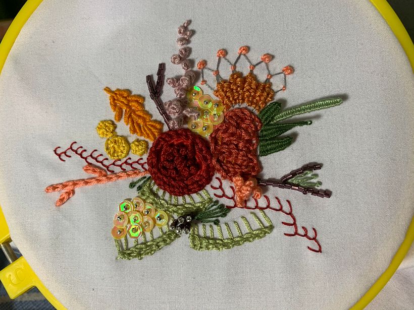 I added a bit of extra seaweed using the bar stitch and woven picot stitch. 