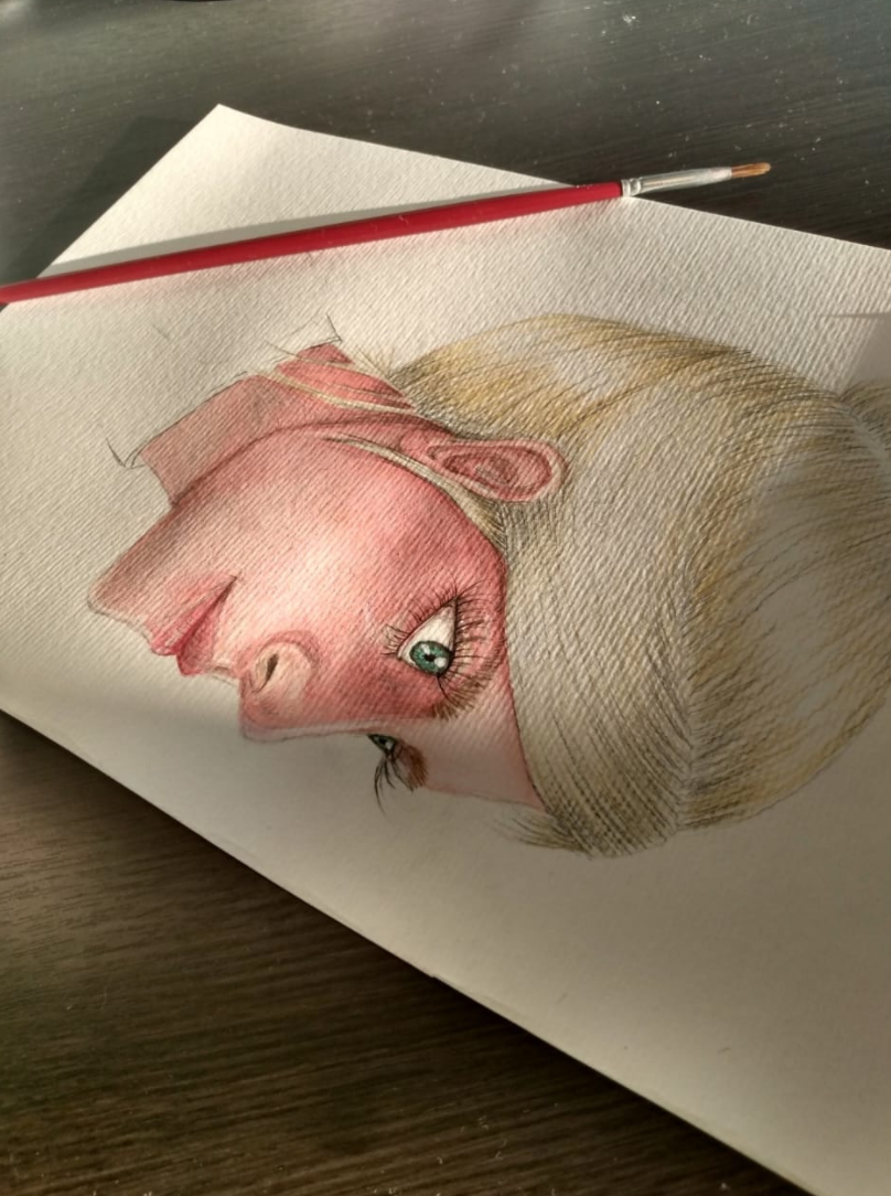 Retrato ilustrado em aquarela 1