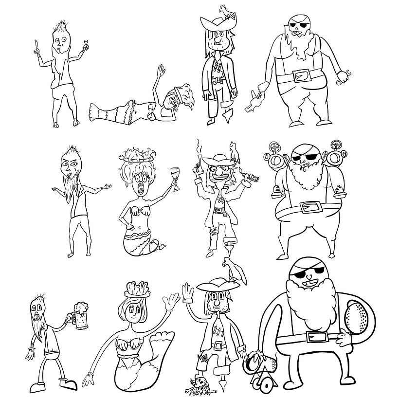 Todos los personajes que diseñaron en el curso