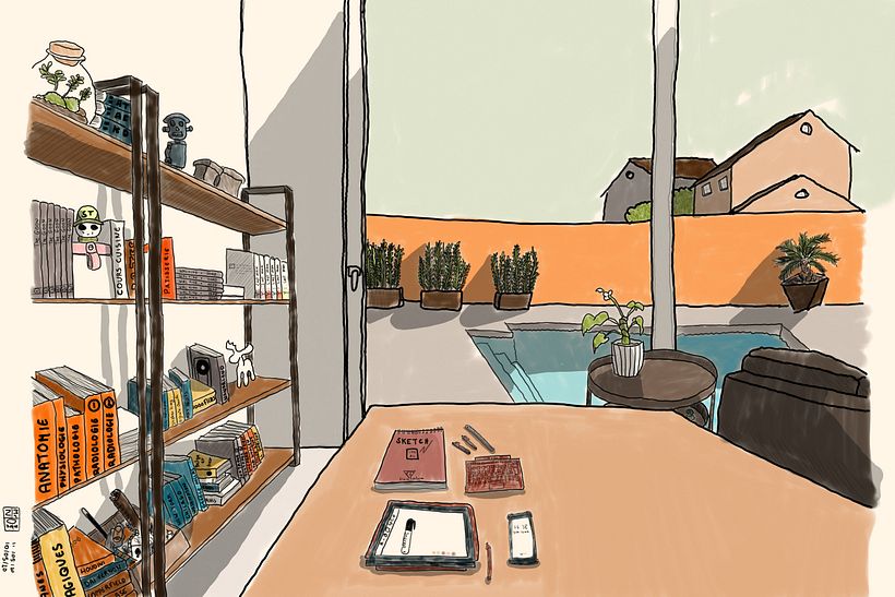 Practice exercice 4.1: sketch on paper and ink/colours digital with Sketchable on Surface Pro