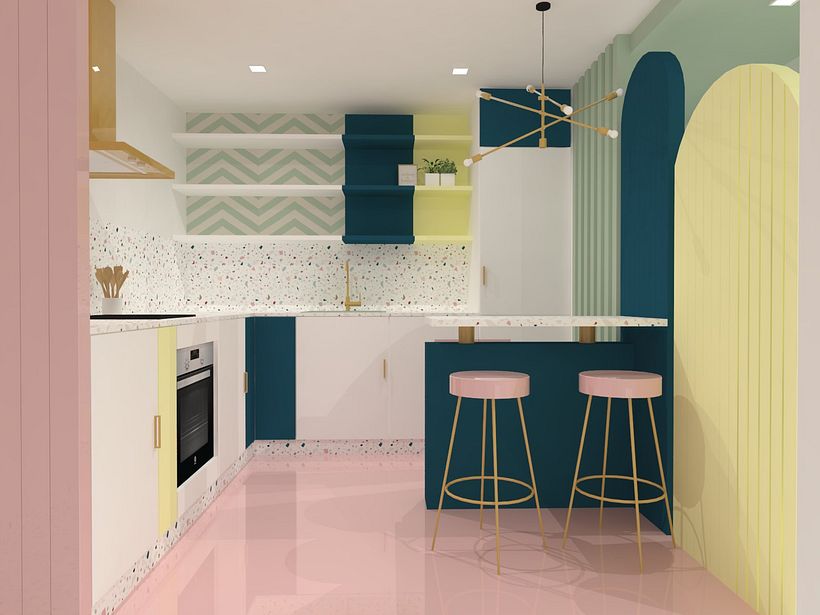 La cocina fue ubicada en el espacio que originalmente era el dormitorio