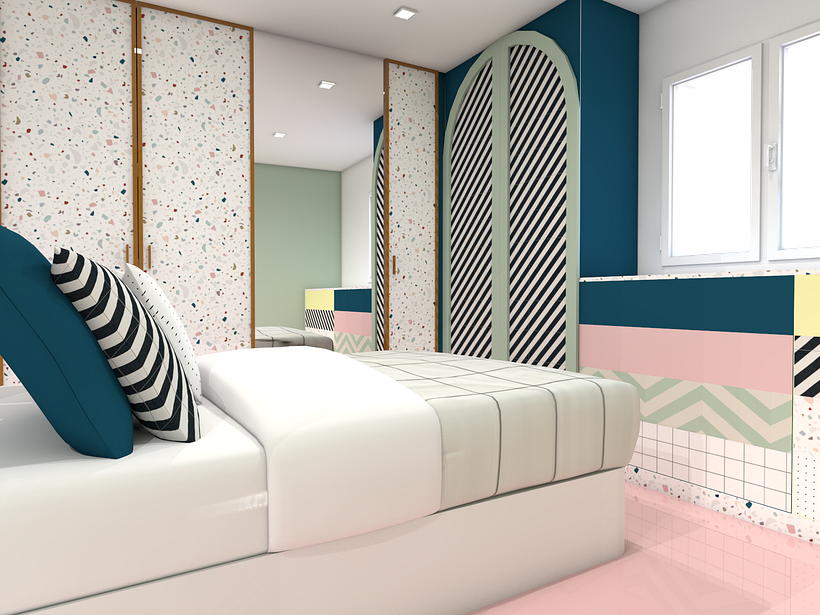 El dormitorio se montó en el espacio que originalmente era la cocina