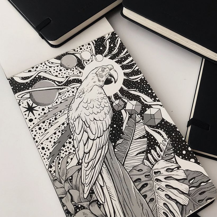 Tinta e serigrafia sobre o Álbum de Aquarelas Moleskine