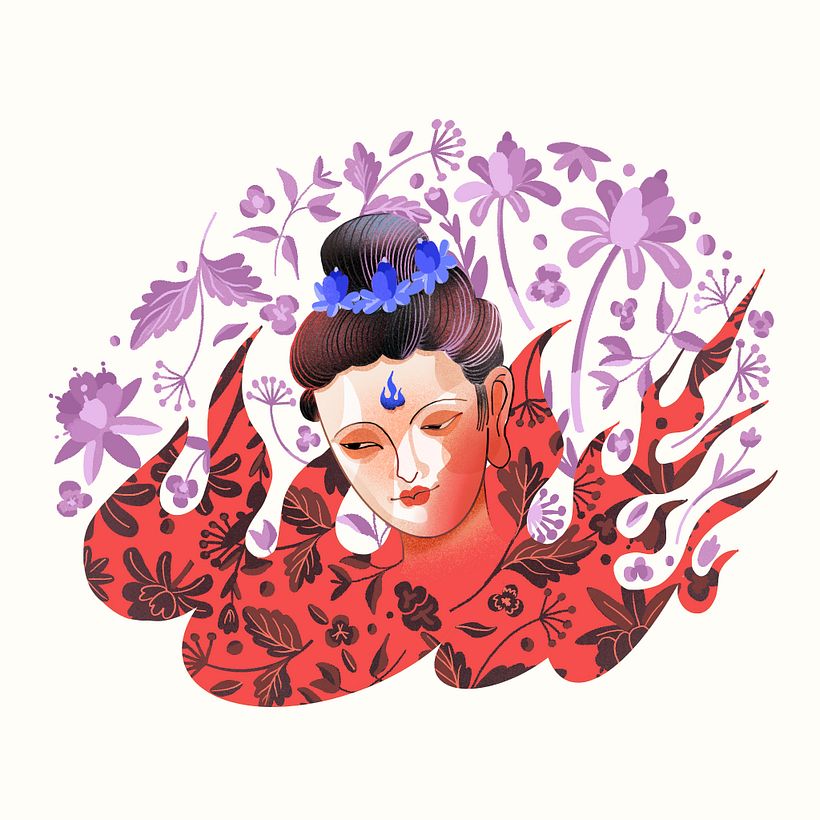 Buddha and flowers