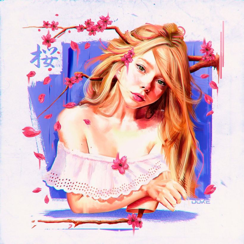 Fanart de Sakura, una leyenda Japonesa.