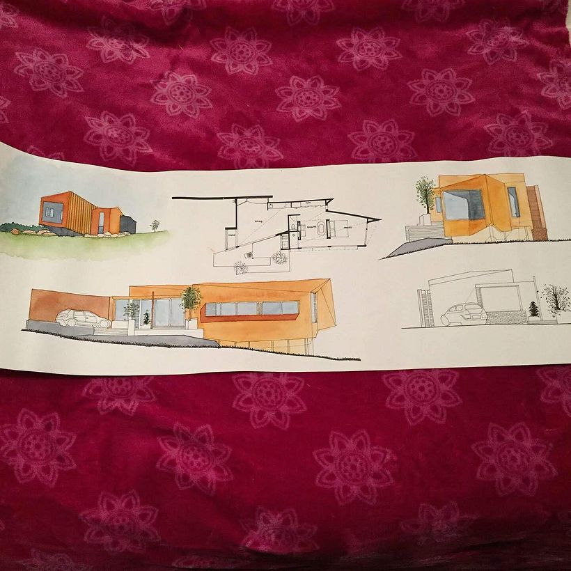 Proyecto final arquitectura, técnica acuarela. -1