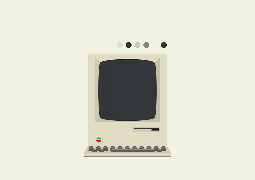 Illustracion de una Macintosh de 1984.