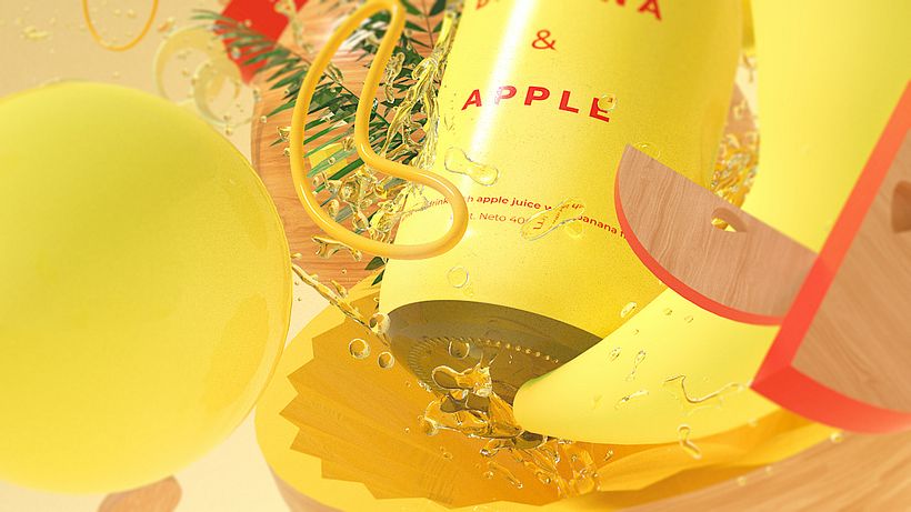  Diseño de sets en 3D para productos.... Banana & Apple 2