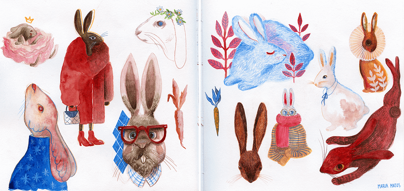 Página dupla, "Coelhos"