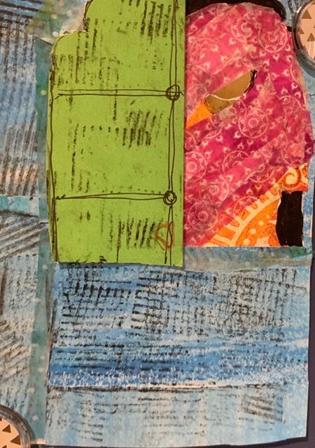 window view- lady with a veil looking out 