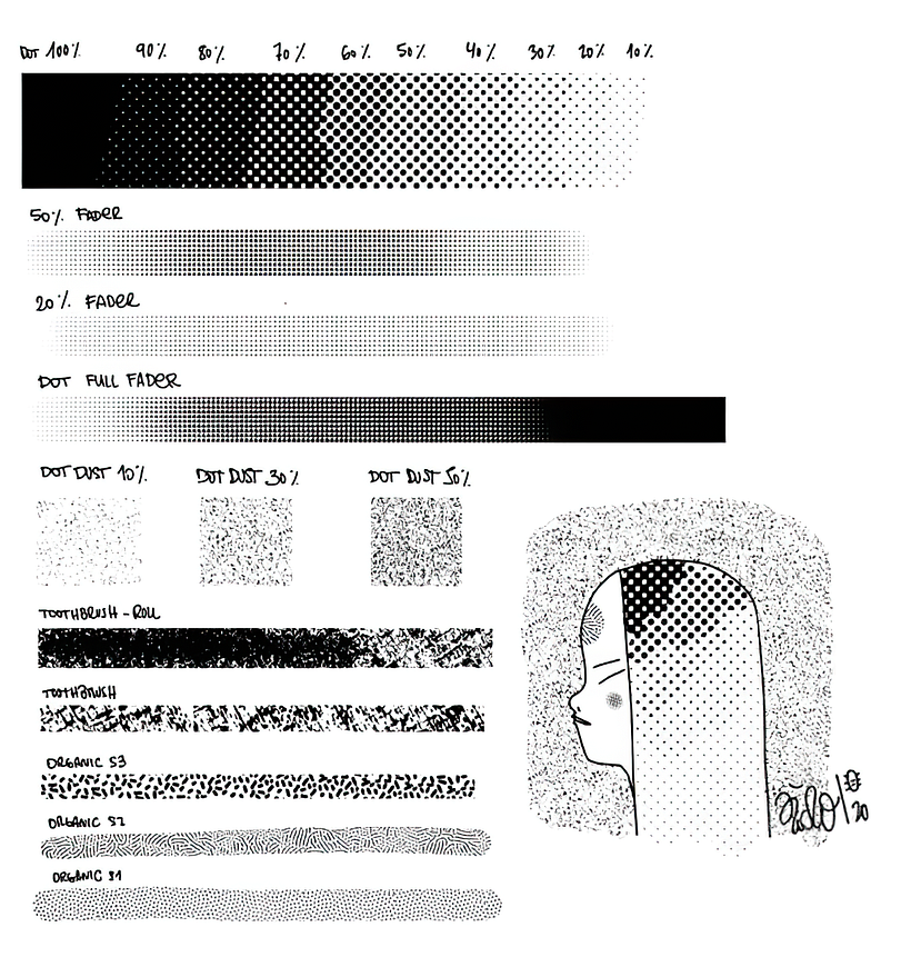 Descarga gratis un pack de pinceles para crear tramas en Procreate 1