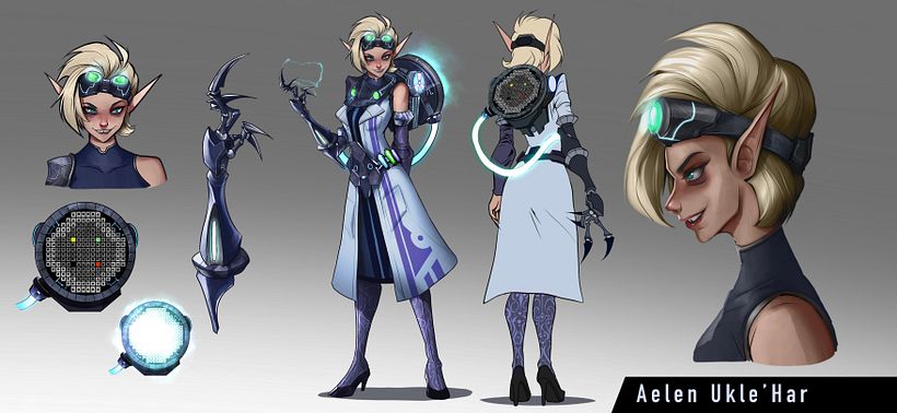 Ilustración de Personajes: Elfa Científica 2