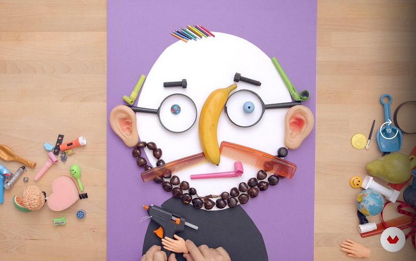 Adding glue gun suggests action, content and communicates who this guy is and what he does. 