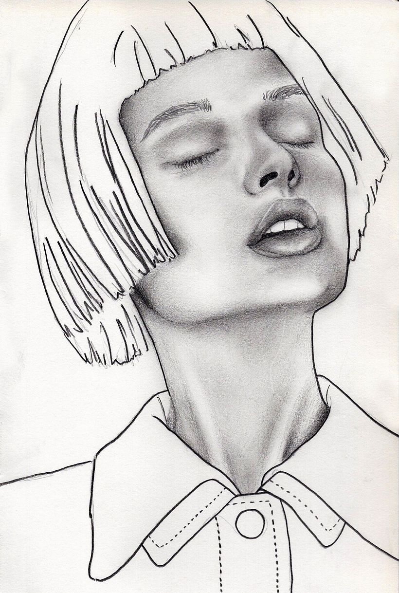 Retrato inicial realizado con lápiz