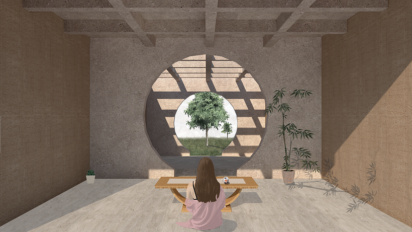 Escena que diseñe para el curso, imagen interior inspirada en la arquitectura China.