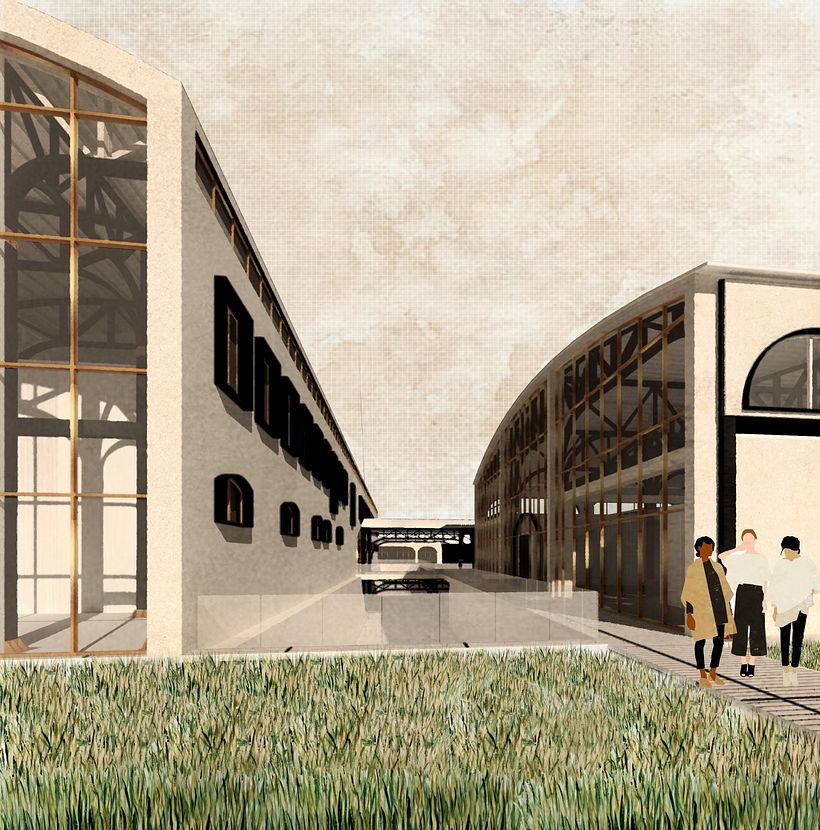 Experimentando la ilustración con mi proyecto de título. La vegetación es pintada a mano en acuarela.