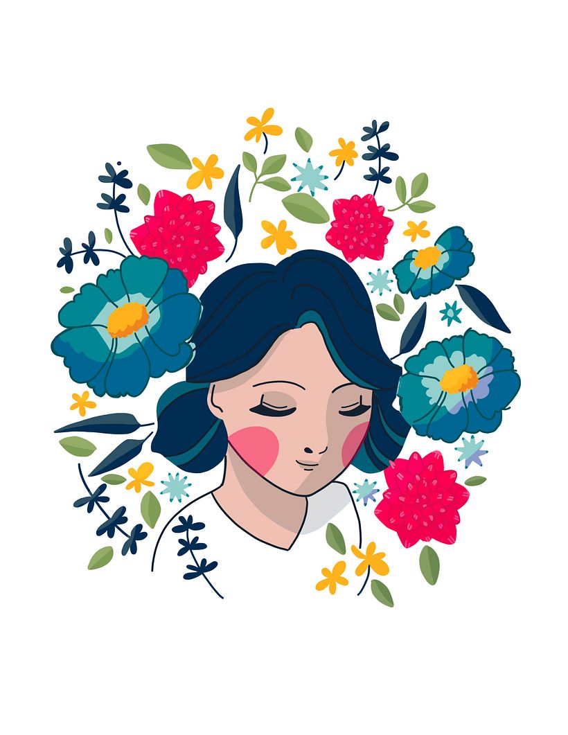 Mi Proyecto del curso: Retrato ilustrado con elementos botánicos 0