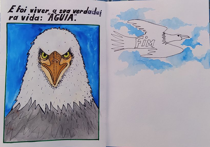 Meu projeto do curso: Técnicas narrativas para histórias ilustradas é o livro infantil "O VOO" releitura da lenda "A águia e a galinha". 5
