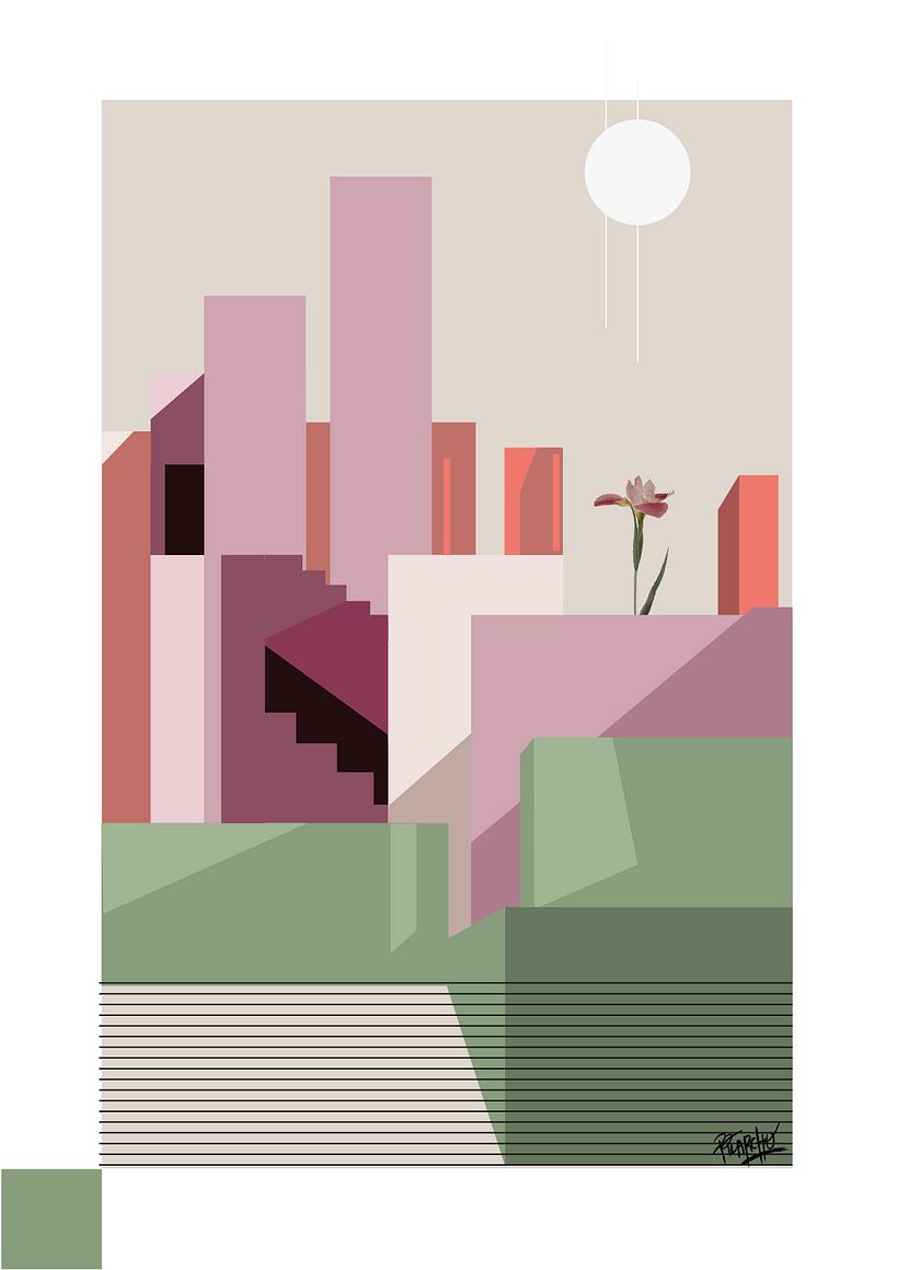 Ilustración  Vectorial- Arquitectura geométrica- 1