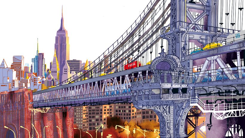 Manhattan Bridge, from my illustrated book " I am New York", Moleskine