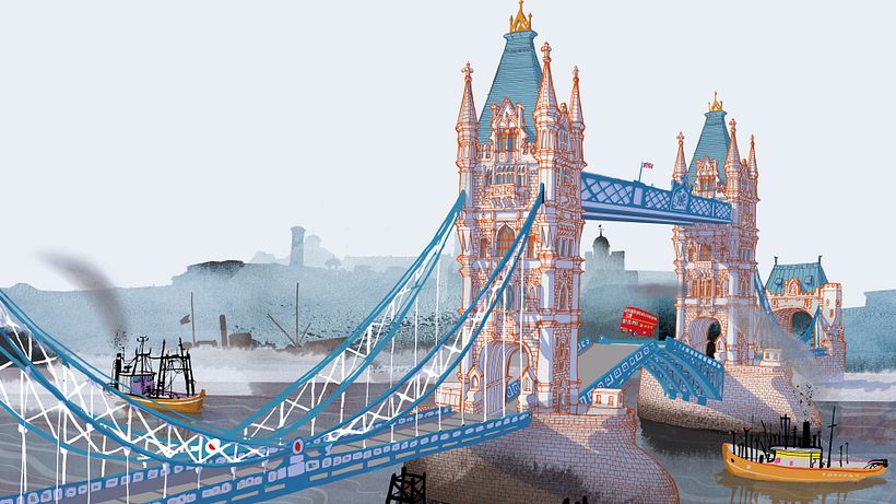 The Tower bridge in 1956, from my book " I am London", Moleskine.