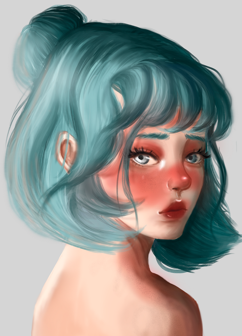 Tanto el sketch como los colores base los realizo en una misma capa, usando el alfa le doy detalles a gusto.