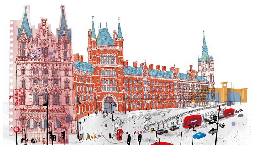 St Pancras Railway Station, from my illustrated book " I am London", Moleskine.