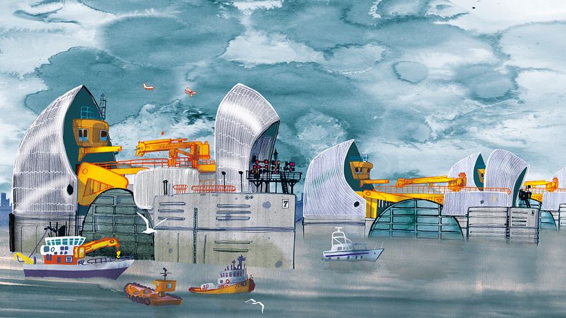 Thames barrier, from my illustrated book " I am London", Moleskine