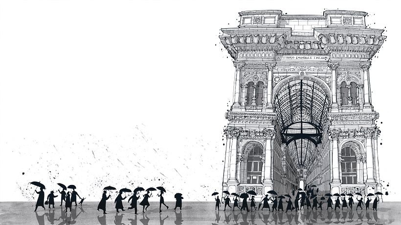 Galleria Vittorio Emanuele II, from my illustrated book " I am Milan", Moleskine