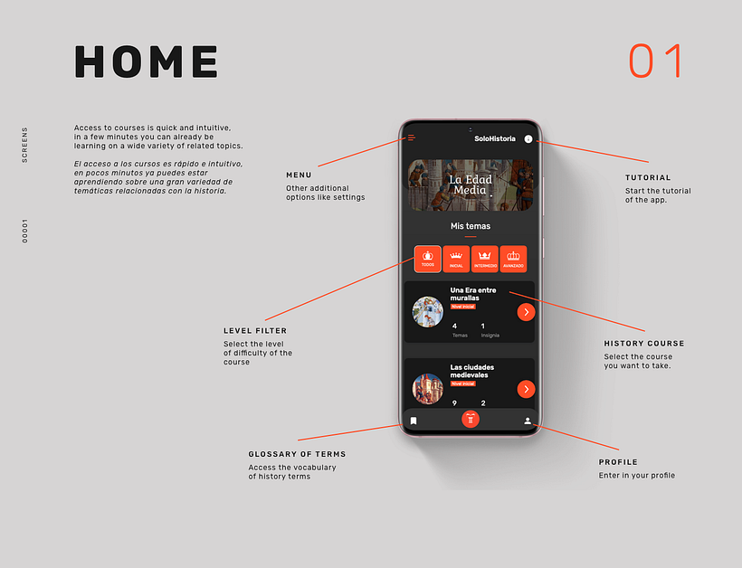 He diseñado una aplicación con Sketch para aprender historia llamada SoloHistoria 0
