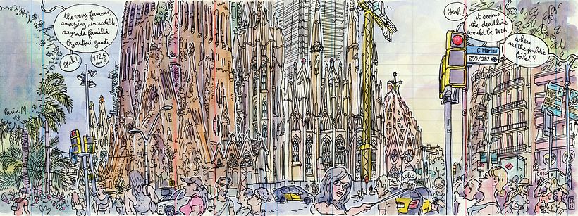 extract from the travel book "Barcelona", the very famous incredible Sagrada Familia by Antoni Gaudi.