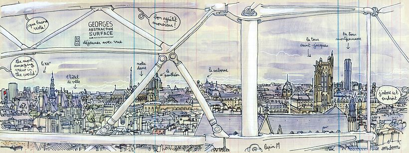 extract from the travel book "Paris", the outstanding view from the last floor of the Centre Pompidou.